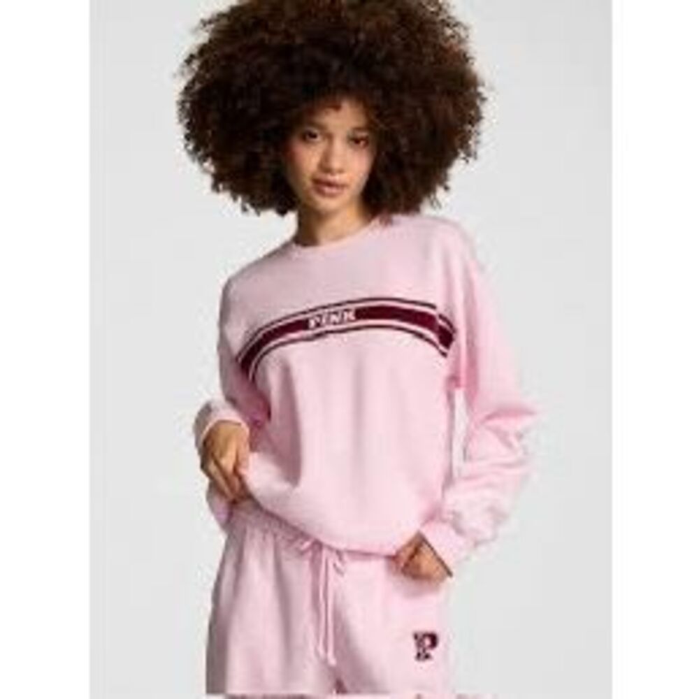 PINK VICTORIA’S SECRET Women’s Pink Ivy Fleece Classic Crew Neck Sweatshirt Size
